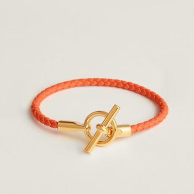 美品　HERMES 赤レザー ゴールドチェーンブレスレット HERMES 美品 エルメス メドール ブレスレット レザー レッド ゴールド